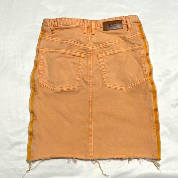 NXP Nena and Pasadena Orange Tangerine Denim Jean Skirt Raw Hem Size Extra Small - Picture 2 of 15